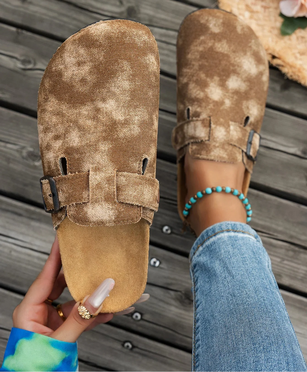 Bleached Denim Clogs
