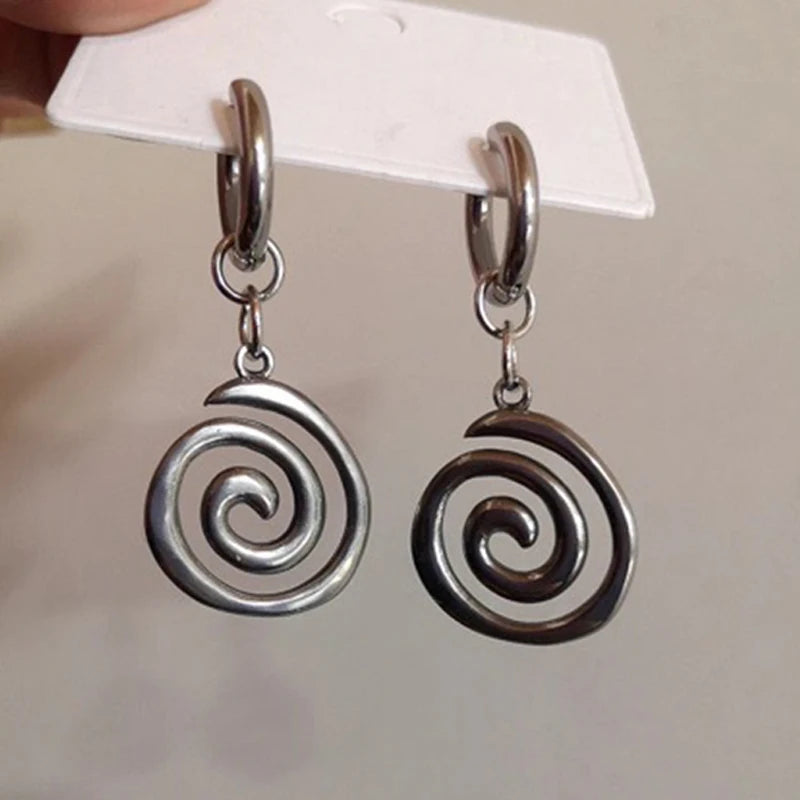 Stainless Steel Spiral Earrings