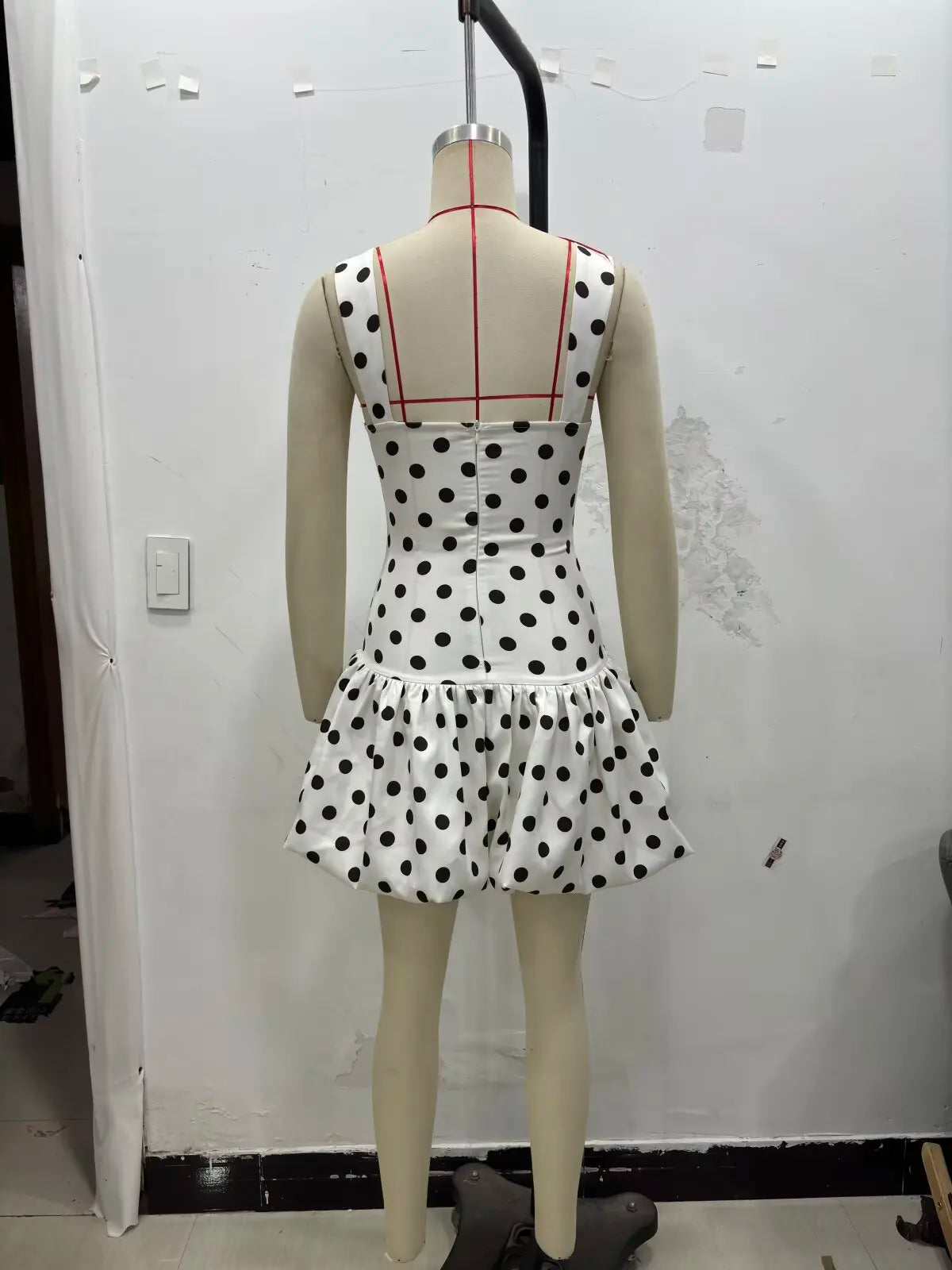 Low Cut Slim Polka Dot Dress