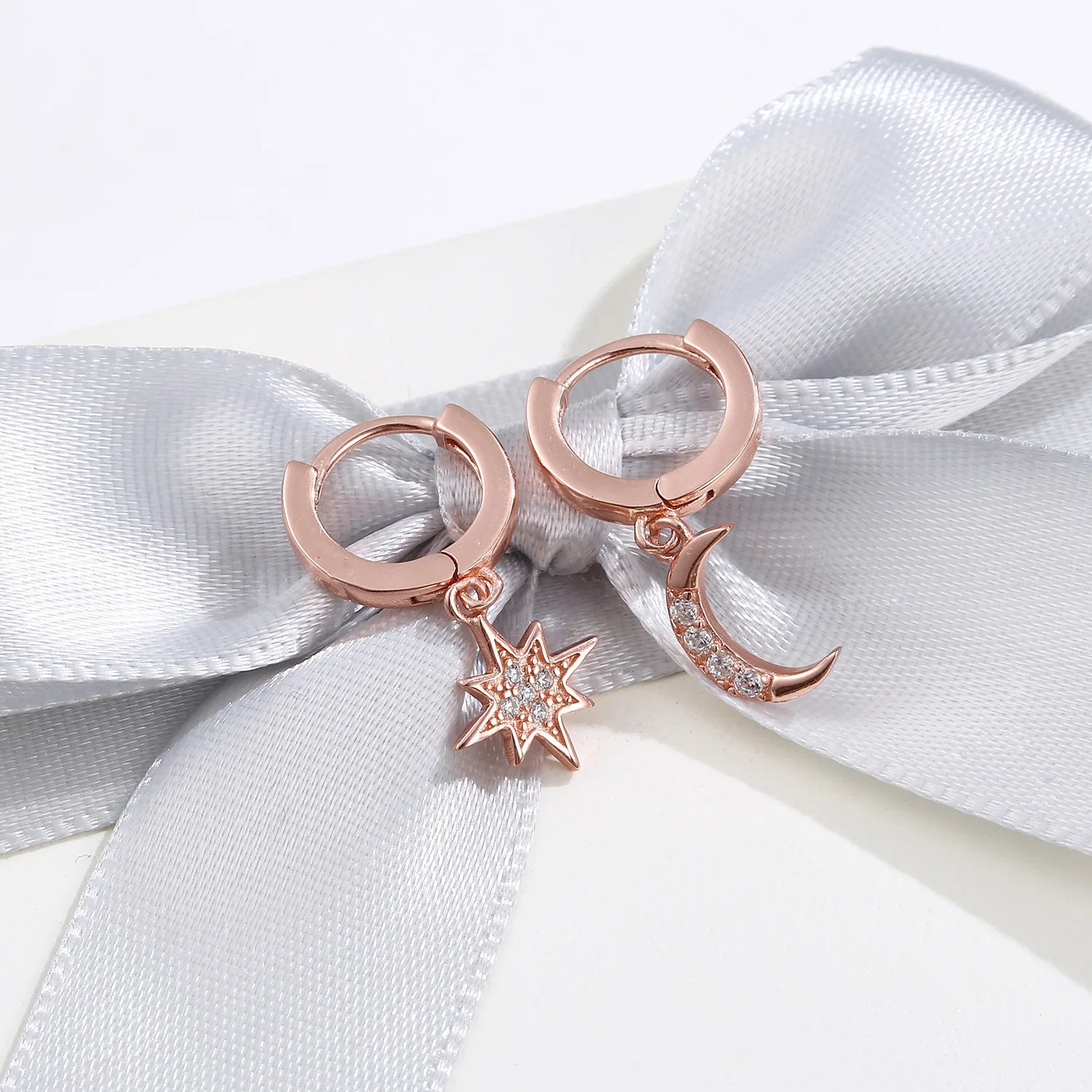 925 Sterling Silver Star Moon Earrings