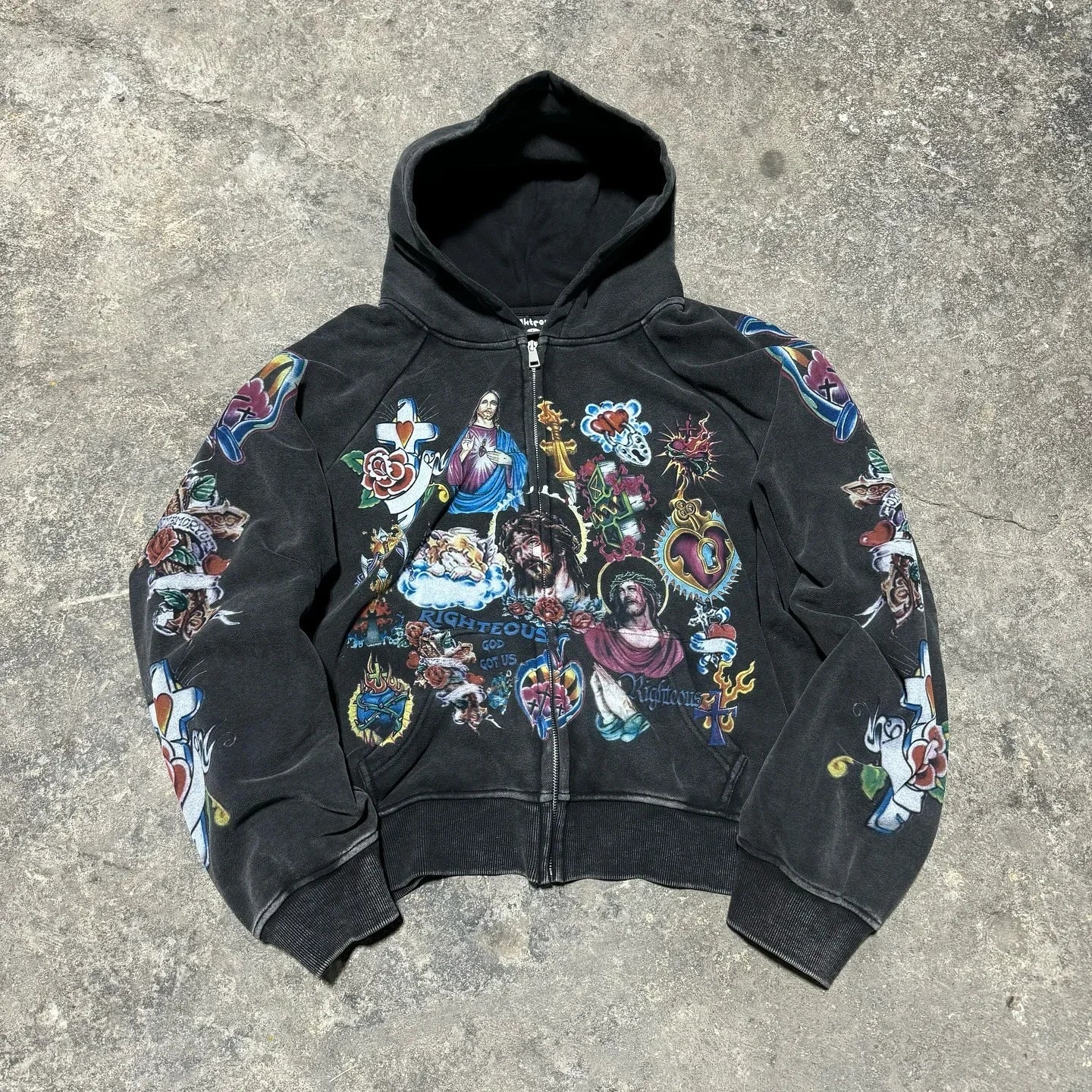 Jesus Black Zip Up Hoodie