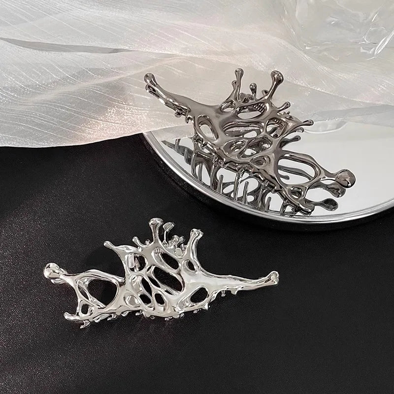 Chrome Liquid Hair Claw Clip