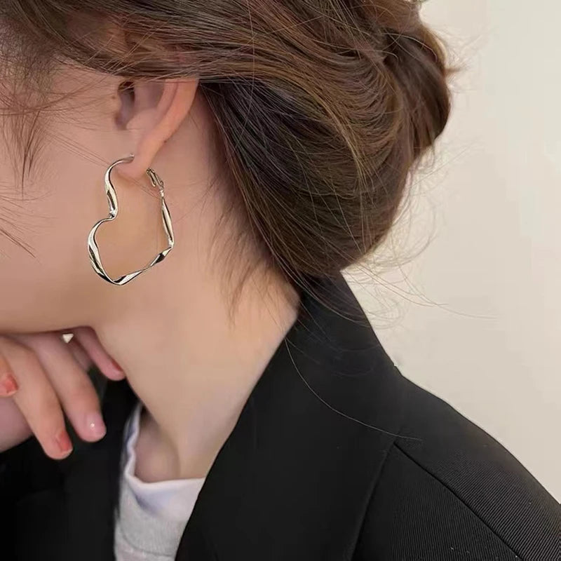 1Pair Liquid Heart Earrings