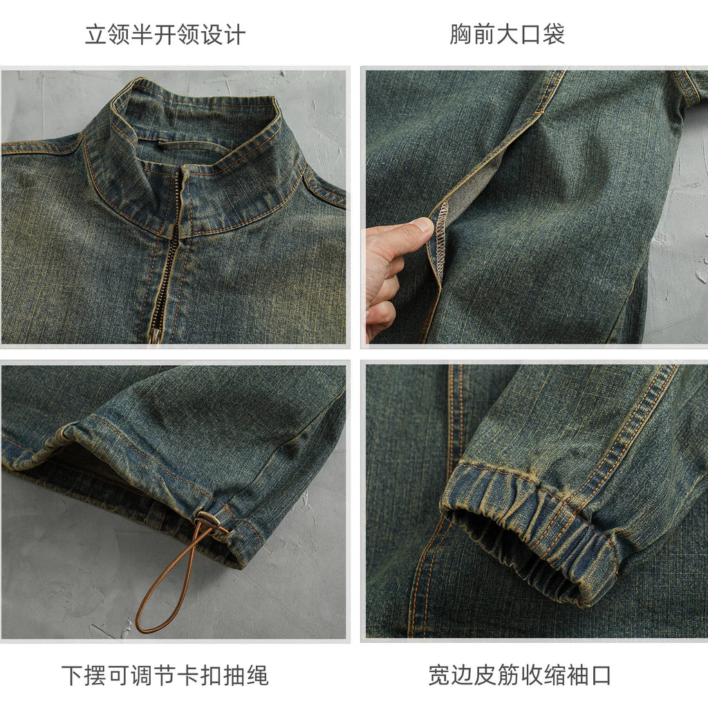 Japanese Stand Collar Long-sleeved Half-open Pullover