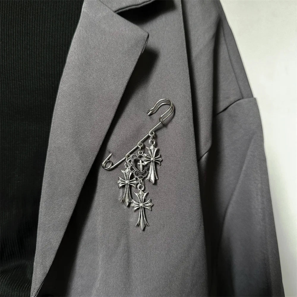 Chrome Cross Brooch