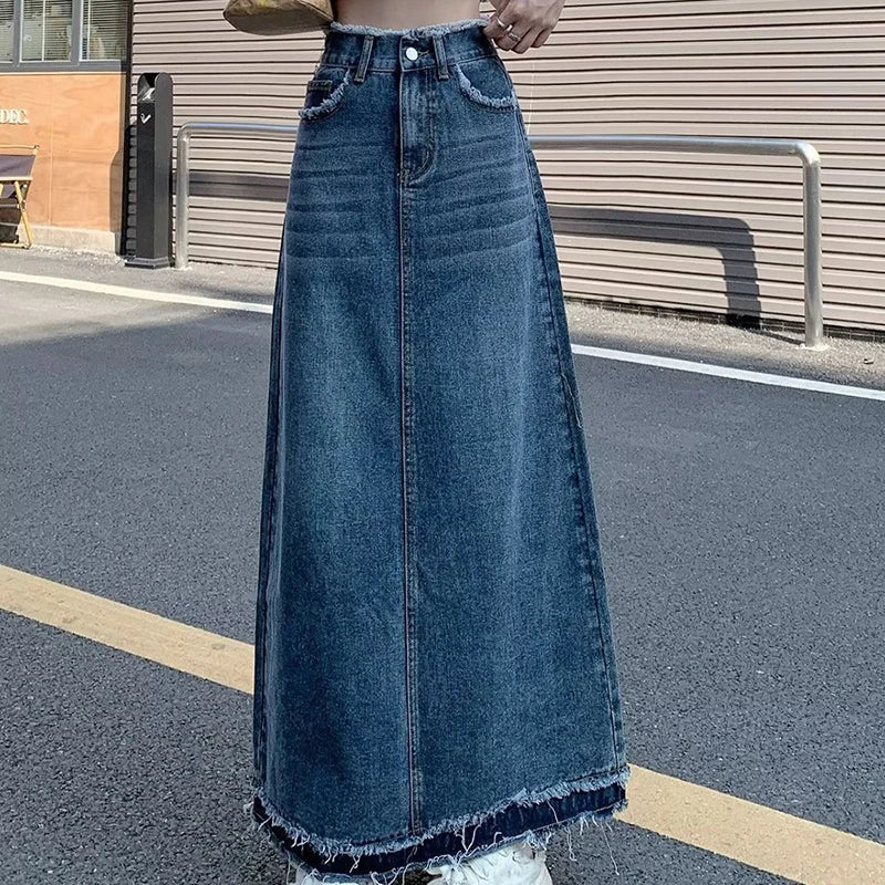 Rough Edge Denim Skirt