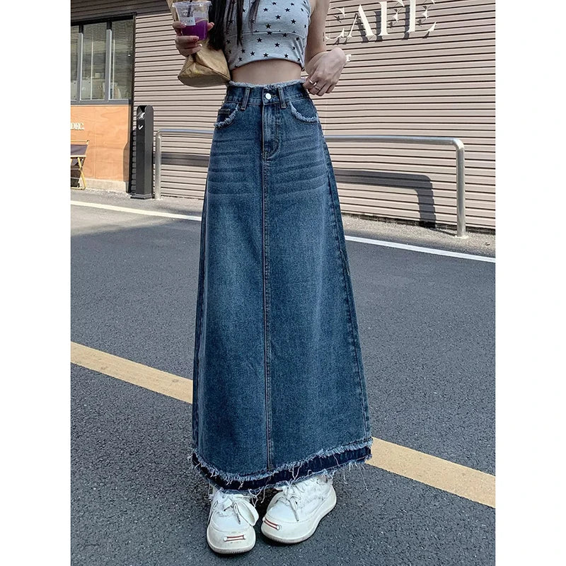 Rough Edge Denim Skirt