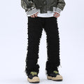 Solid Frayed Straight Denim