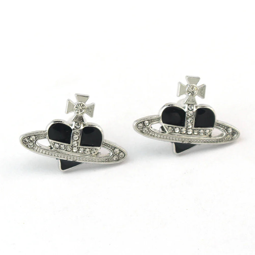 Saturn Heart Diamond Earrings