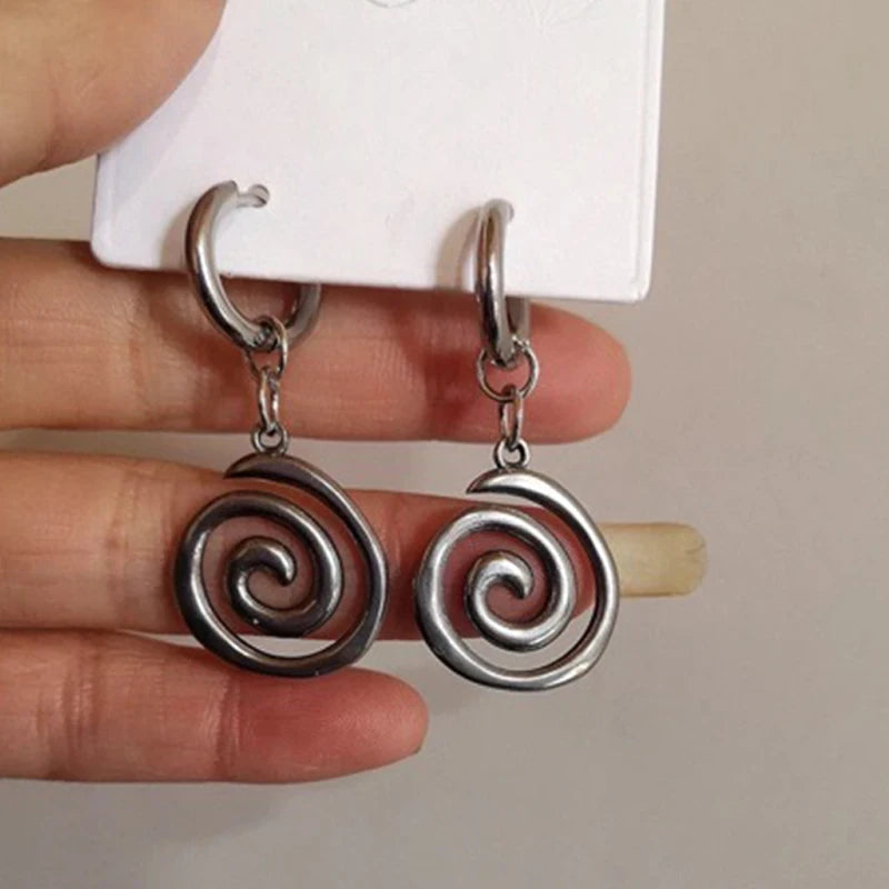 Stainless Steel Spiral Earrings