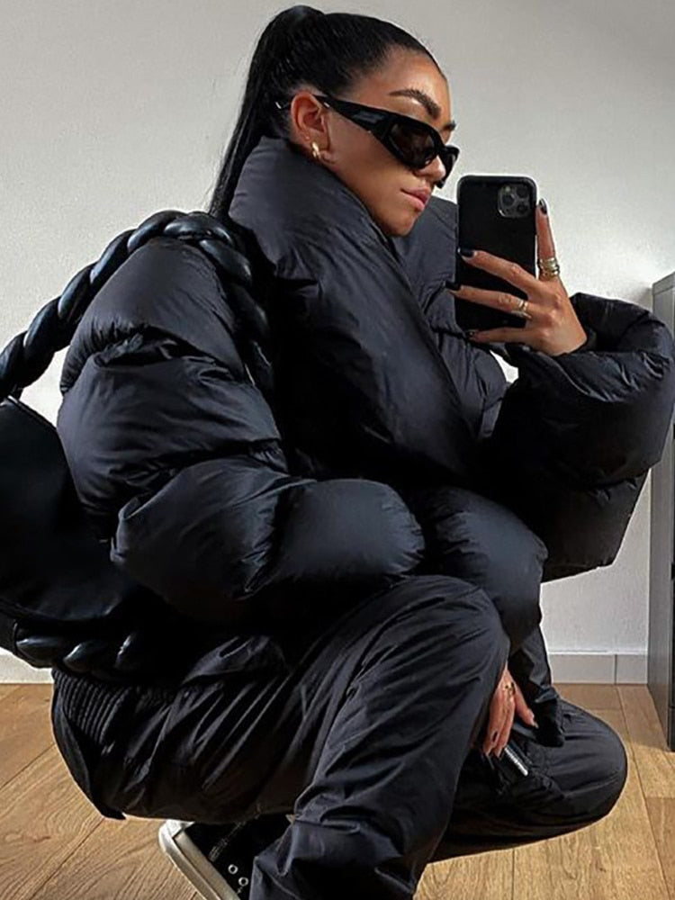 Turtleneck Down Jacket & Down Scarf