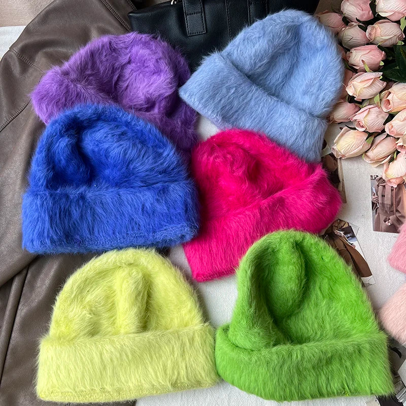 Rabbit Fur Beanies