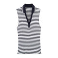 Ribbed Sleeveless Polo Collar T-shirt