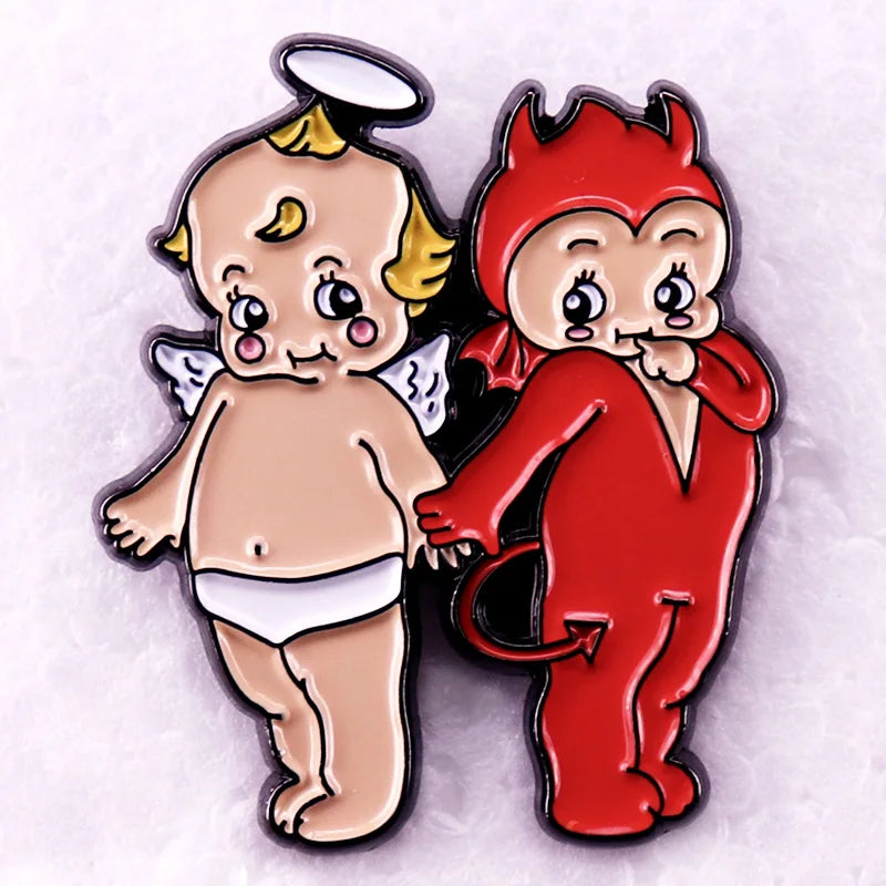 Angel and Devil Doll Enamel Pin