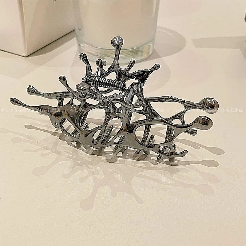 Chrome Liquid Hair Claw Clip