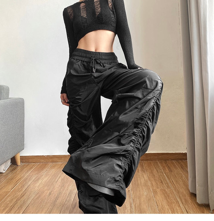 Wide Leg Ruched Trousers