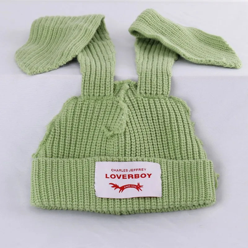 Handmade Long Rabbit Ear Wool Beanie