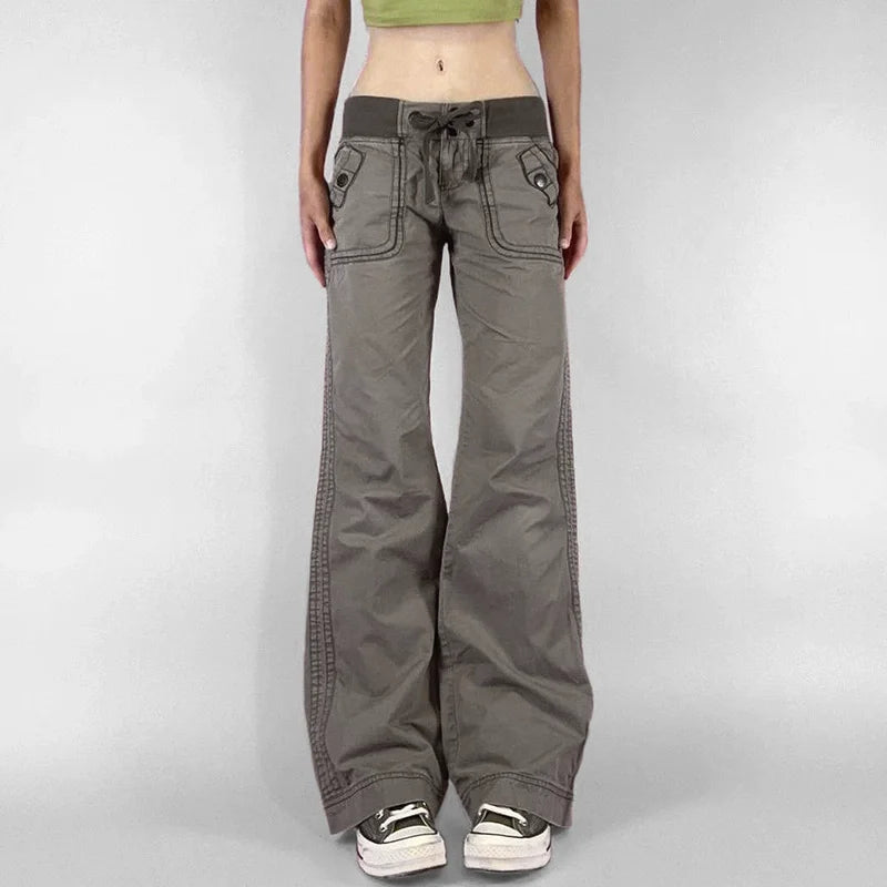 Pin Stripe Y2k Low Rise Boot Cut Jeans