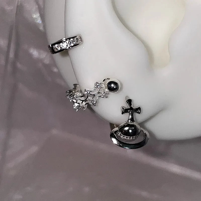 Cross Saturn Earrings