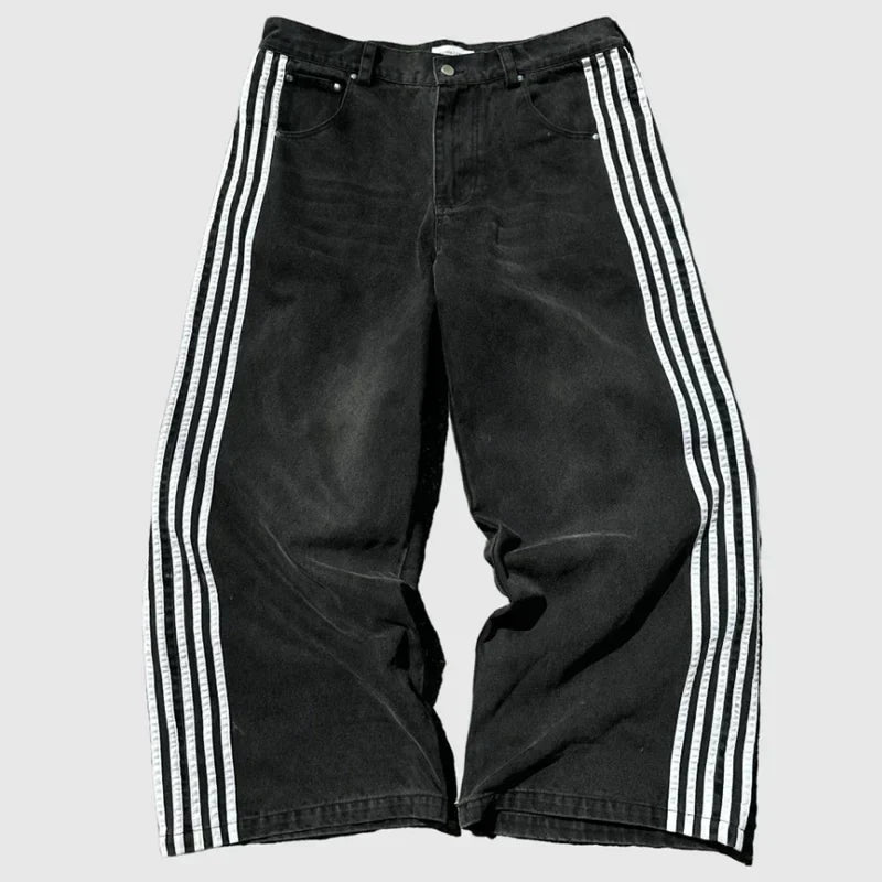 Vintage Striped Embroidered Sweatpant Jeans