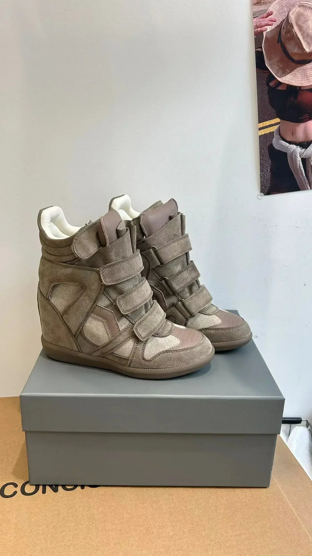 Genuine Leather Marant Wedge Heel Sneakers