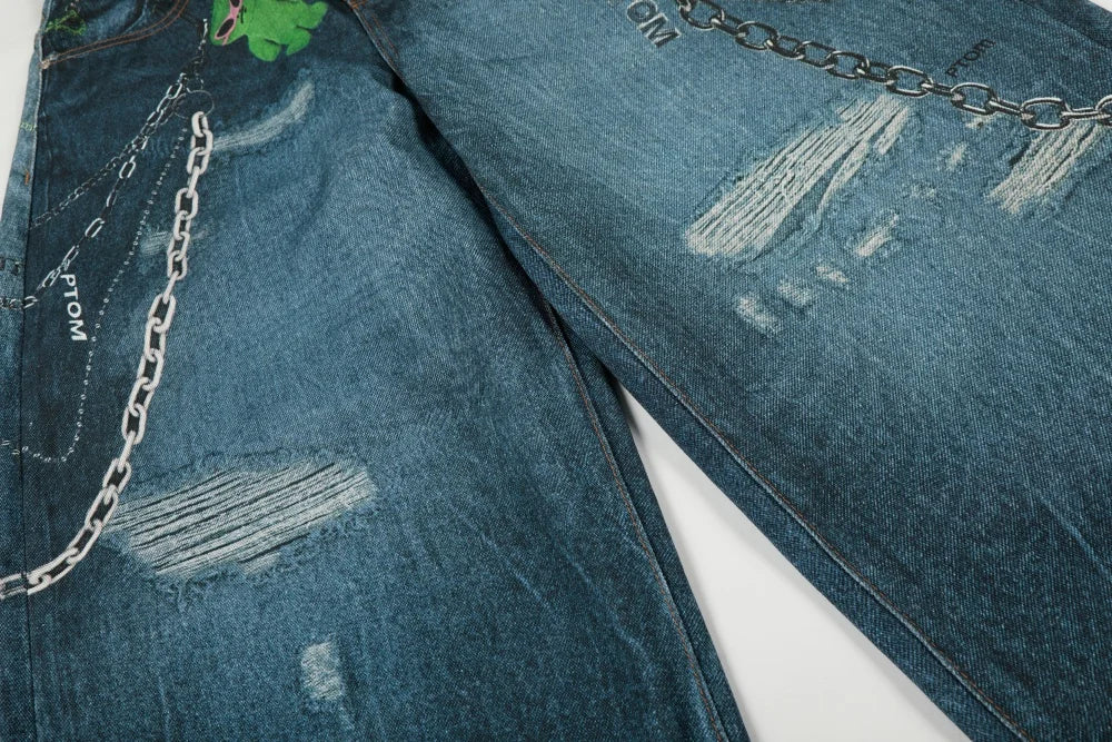 Printed Wide Leg Jeans