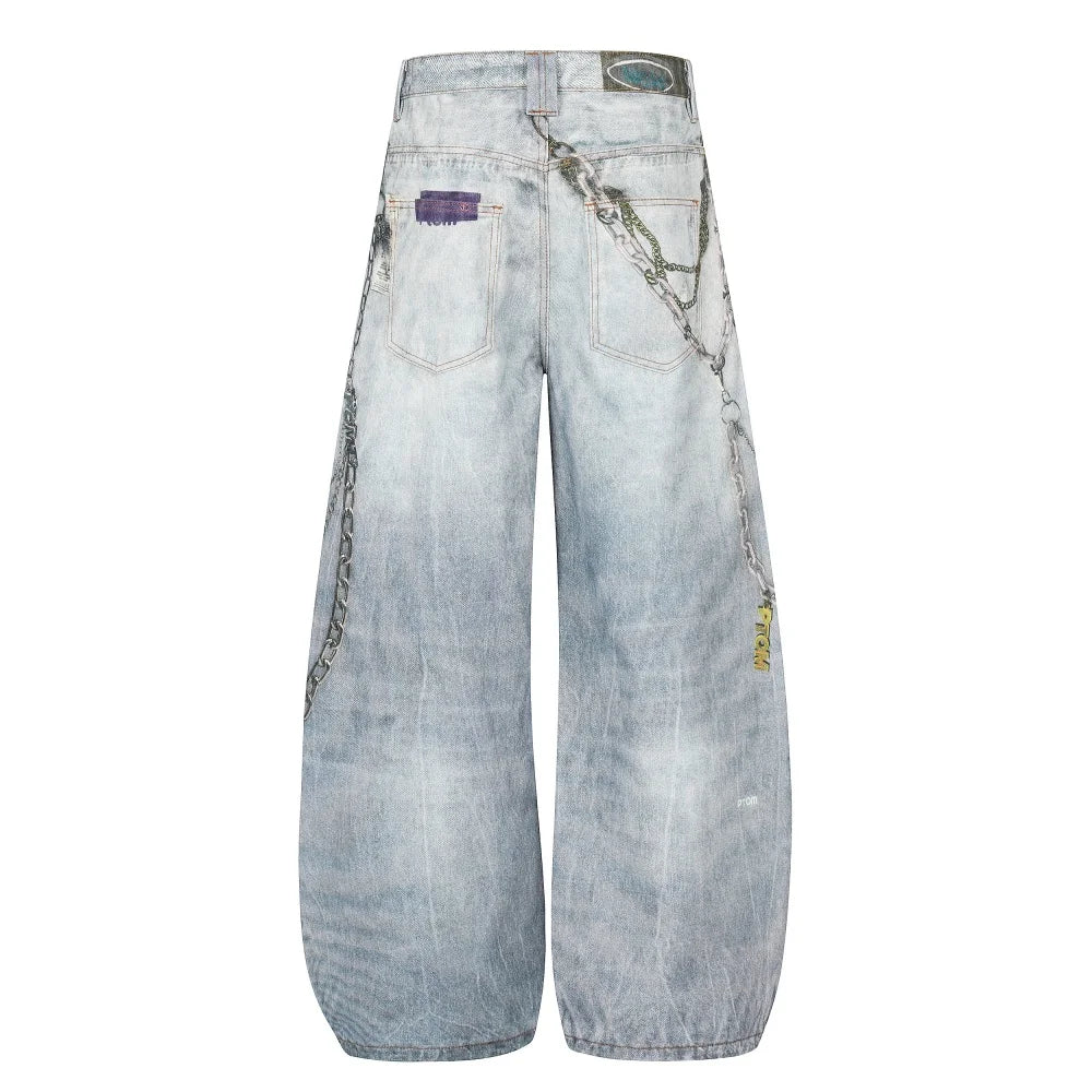 Printed Wide Leg Jeans