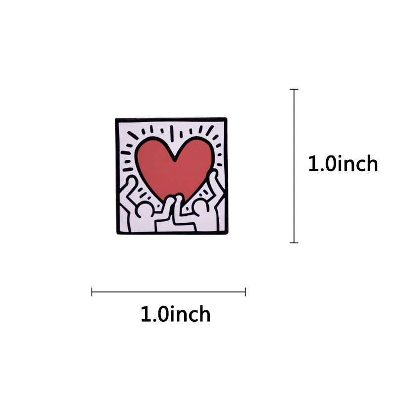 Keith Haring Heart Pop Pin