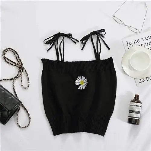 Embroidered Daisy Cami Tops