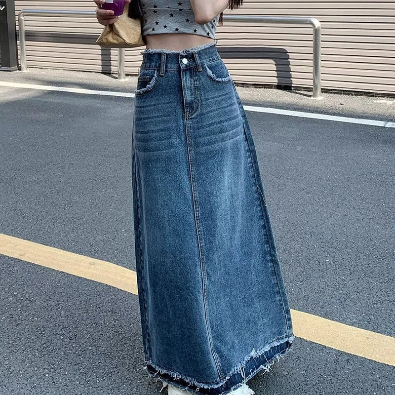 Rough Edge Denim Skirt