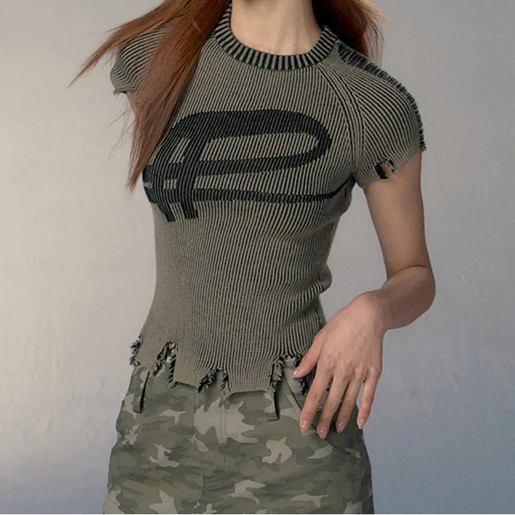 Knitted Distressed Top