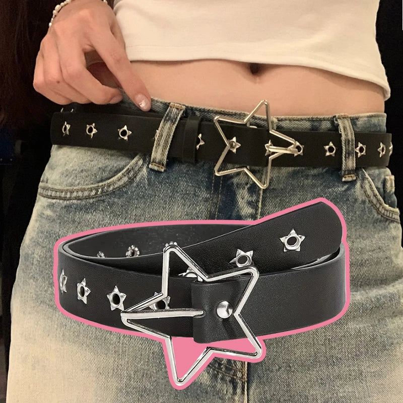 Star Eyelet Black Rivet Belt