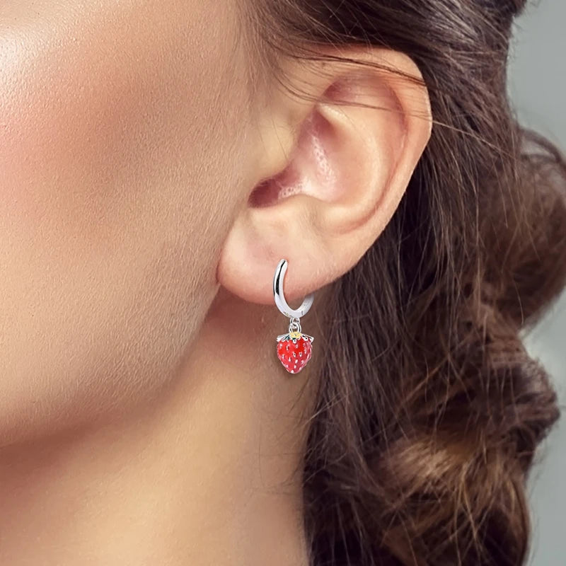 925 Sterling Silver Strawberry Earrings