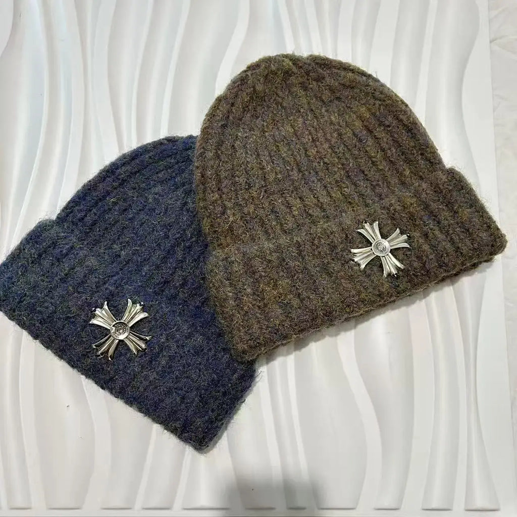 Metal cross Knitted Hat