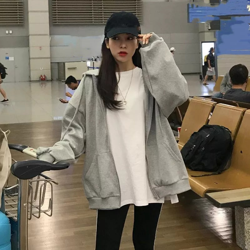 Oversized Skeleton Zip Up Hoodie