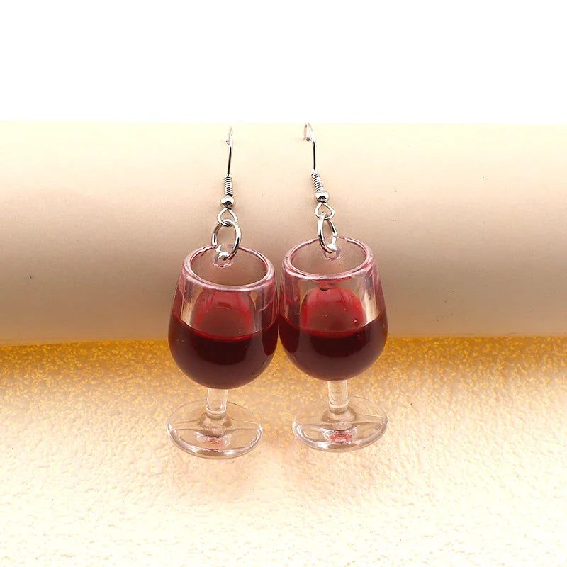 Red Wine Glass Earrings