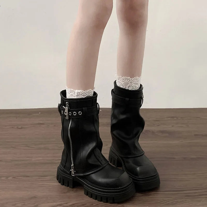 Womens Knight Biker Boots