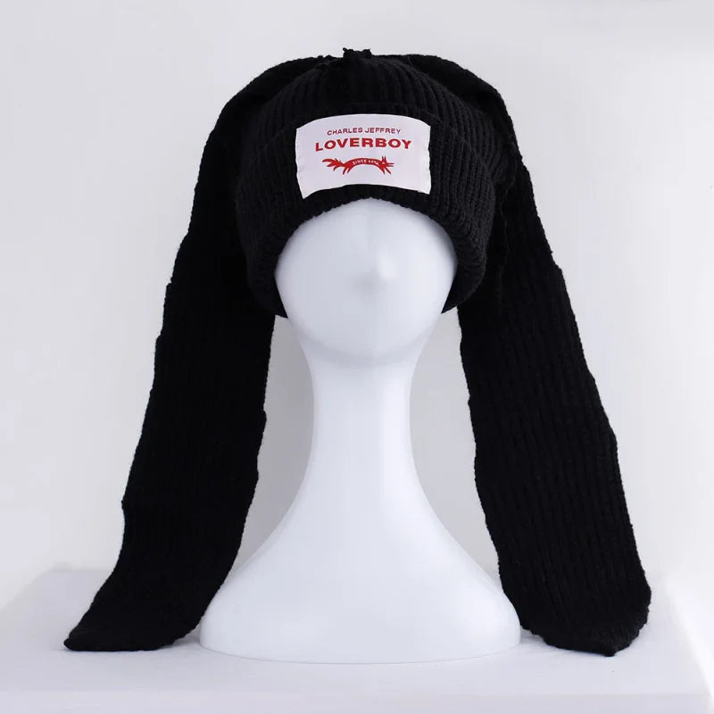 Handmade Long Rabbit Ear Wool Beanie
