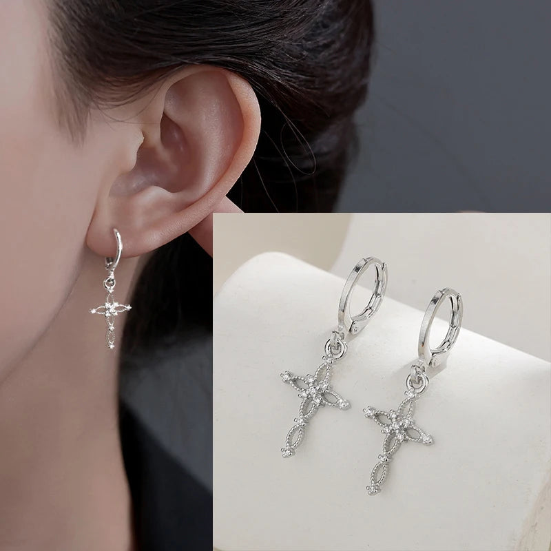 925 Sterling Silver Star Moon Earrings