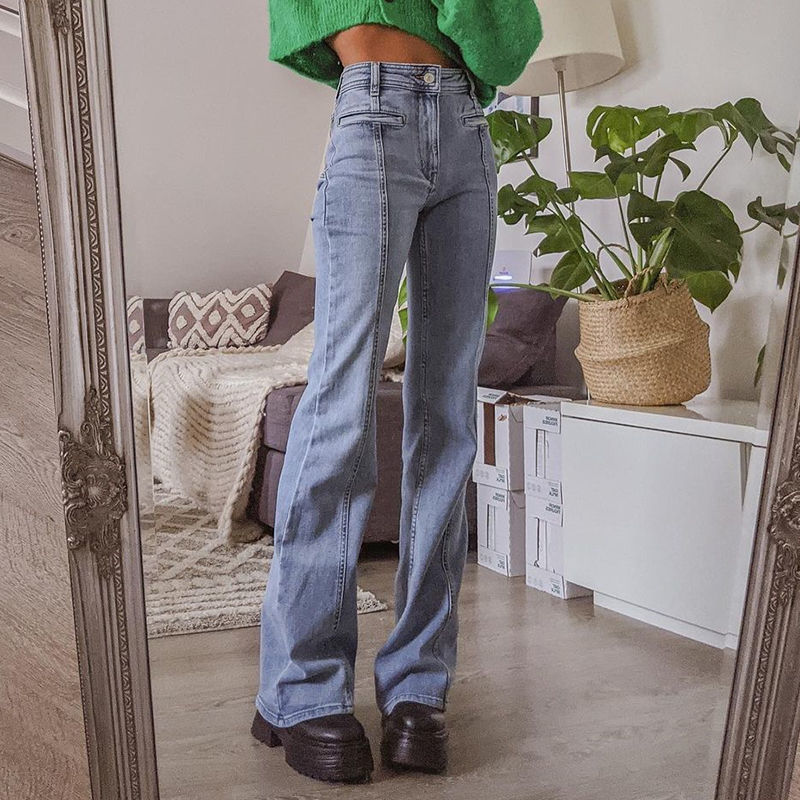 Retro Five Pointed Star Straight Leg Jeans
