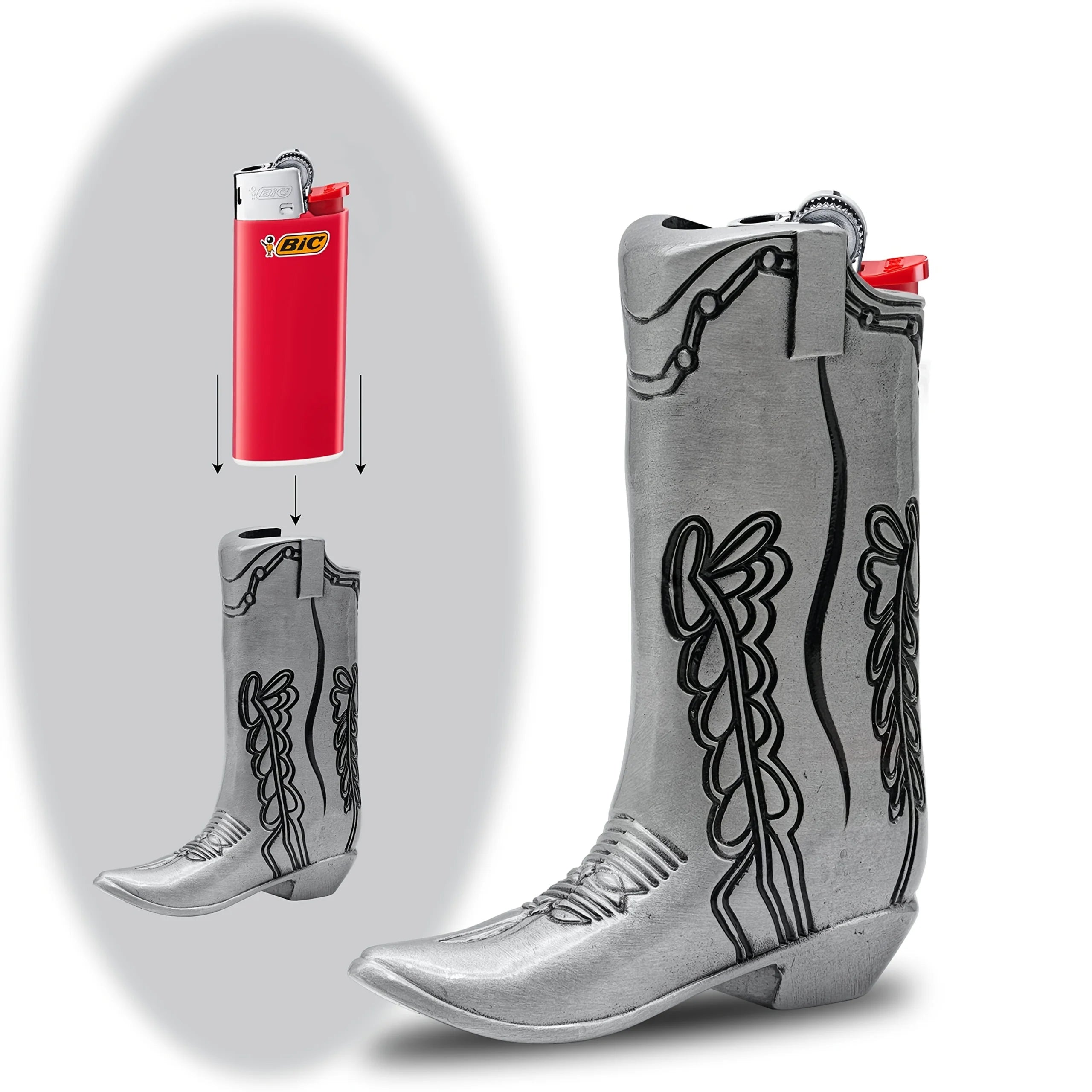 Western Cowboy Boots Lighter Case for BIC Mini Lighter