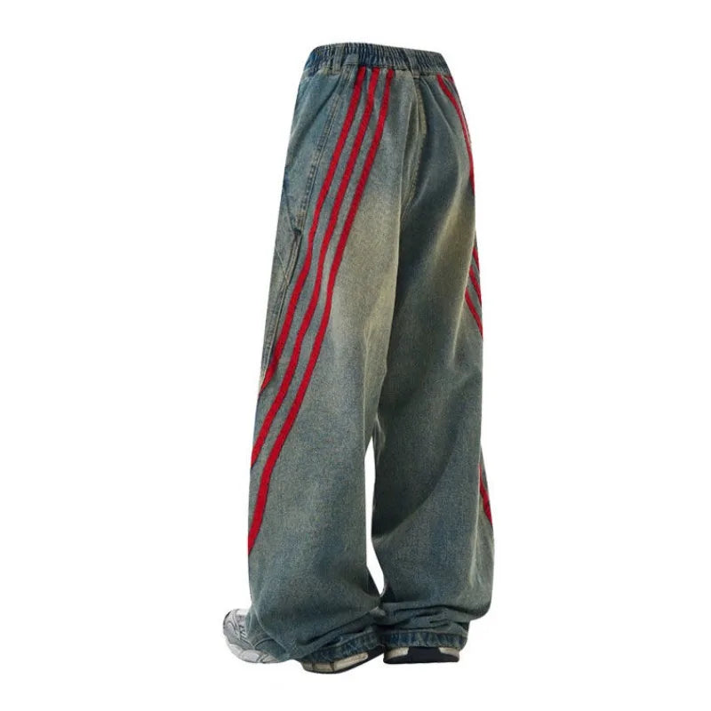 Washed Vintage Baggy Elastic Waist Jeans