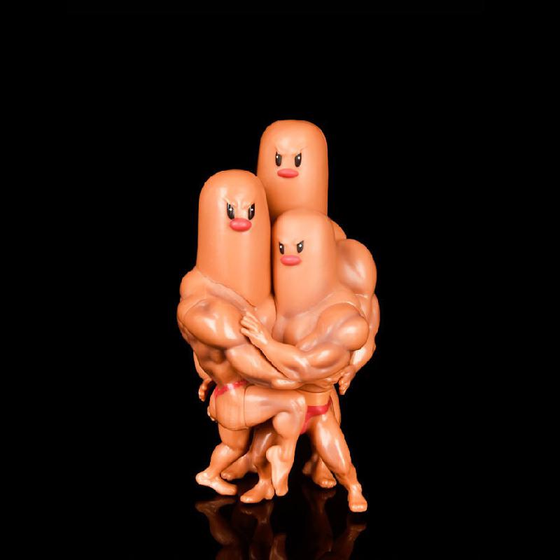 Muscular Dugtrio Diglett Sculpture
