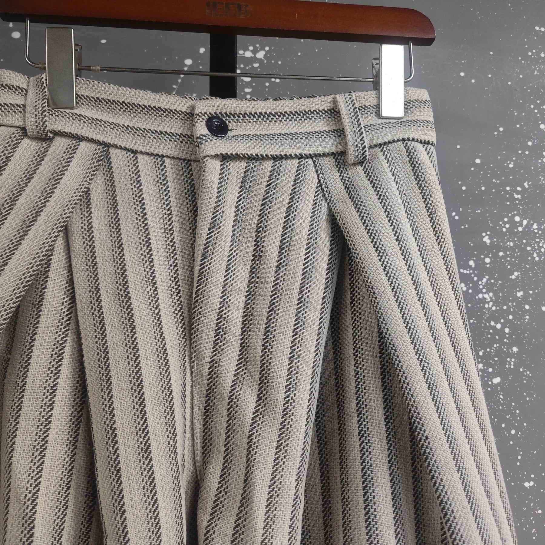 Striped Pleated Wide Leg Trousers