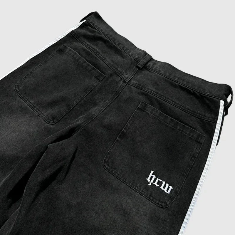Vintage Striped Embroidered Sweatpant Jeans