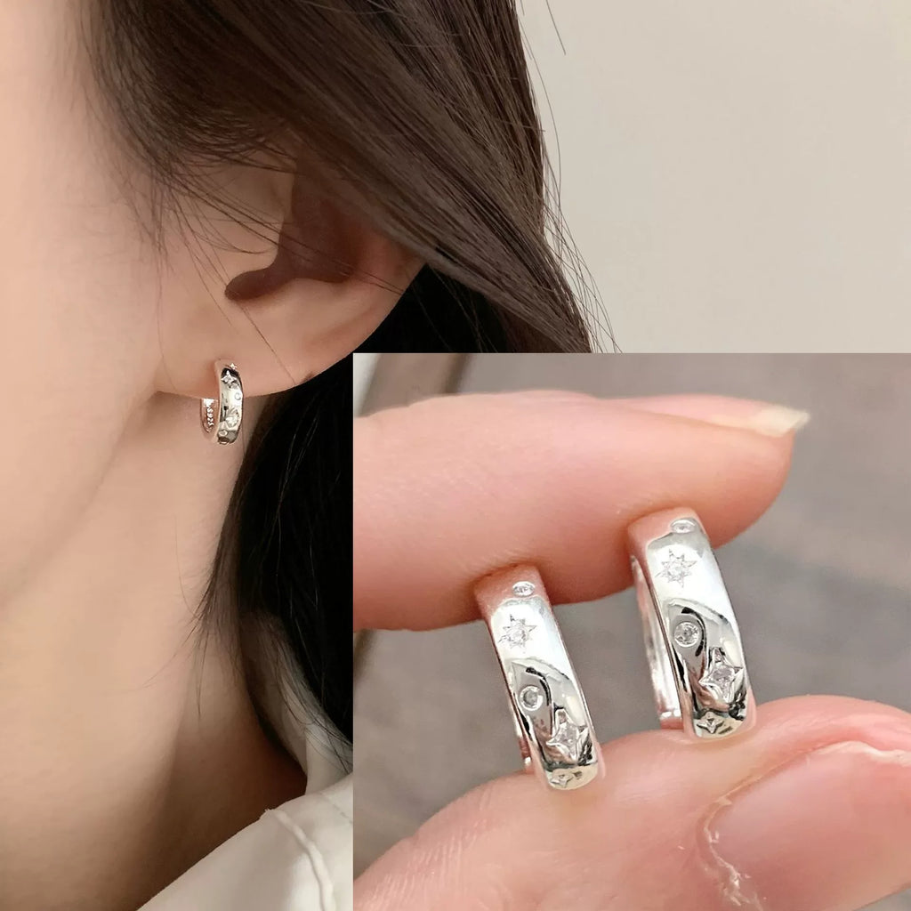 925 Sterling Silver Star Moon Earrings