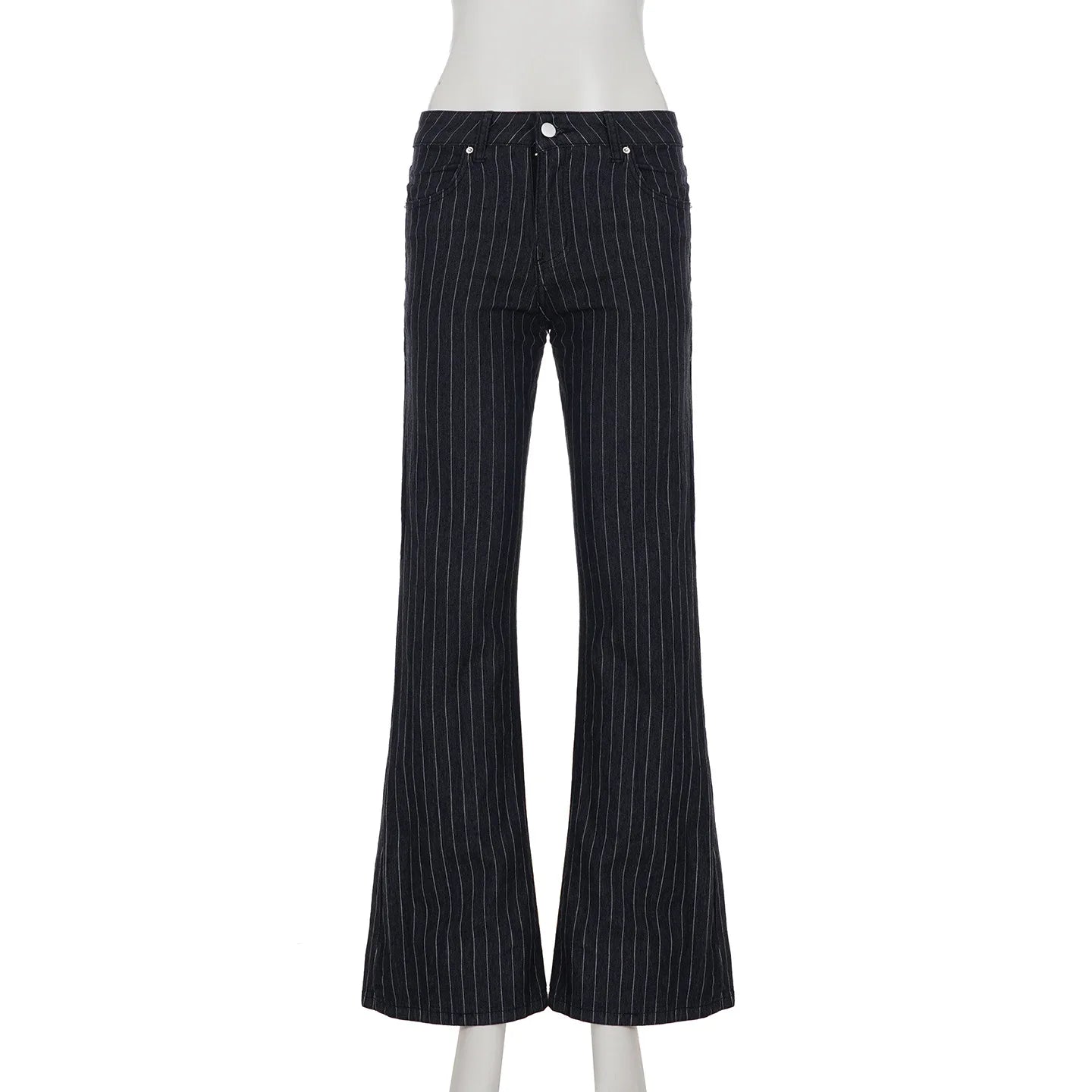 Pin Stripe Y2k Low Rise Boot Cut Jeans