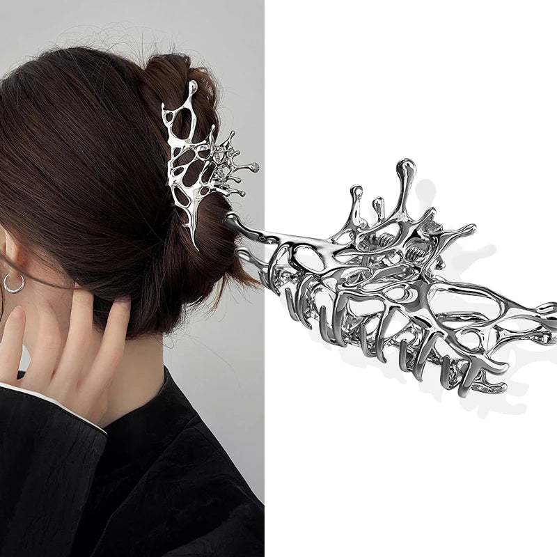 Chrome Liquid Hair Claw Clip