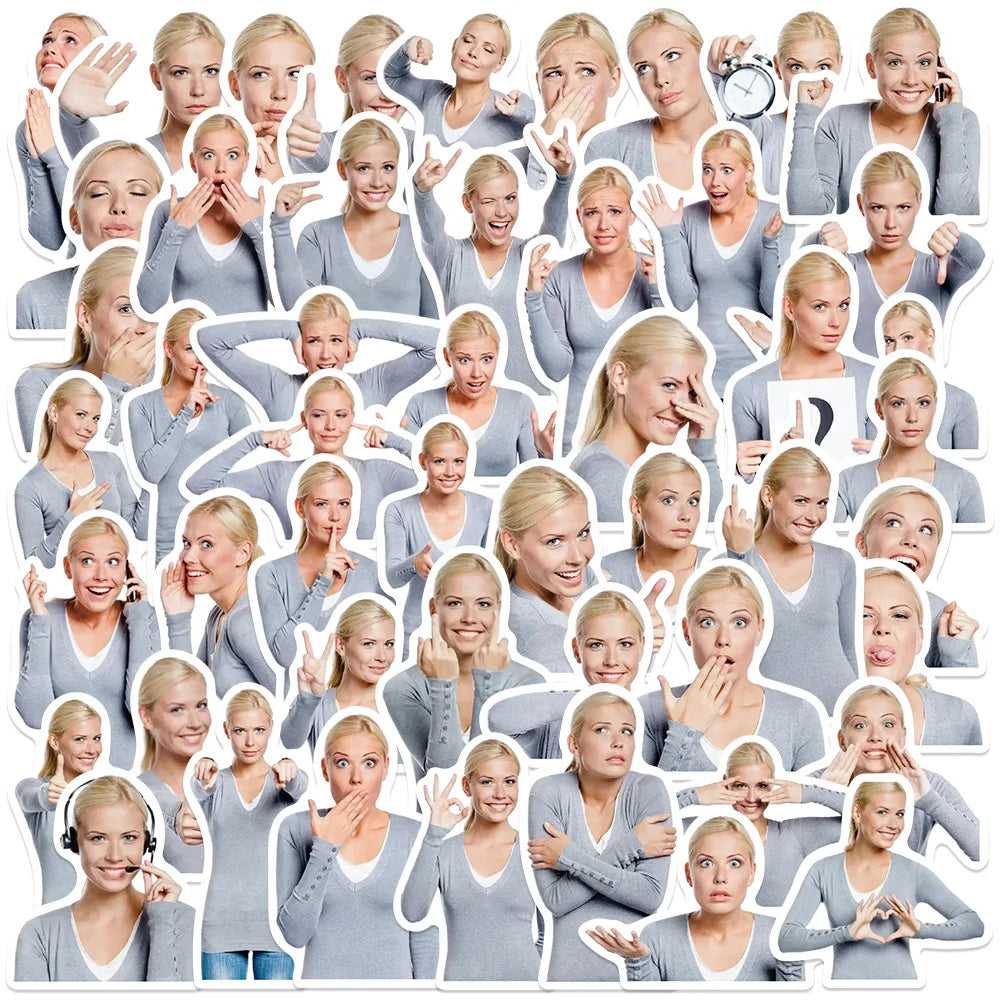 10/30/50pcs Blond Hair Lady Stickers