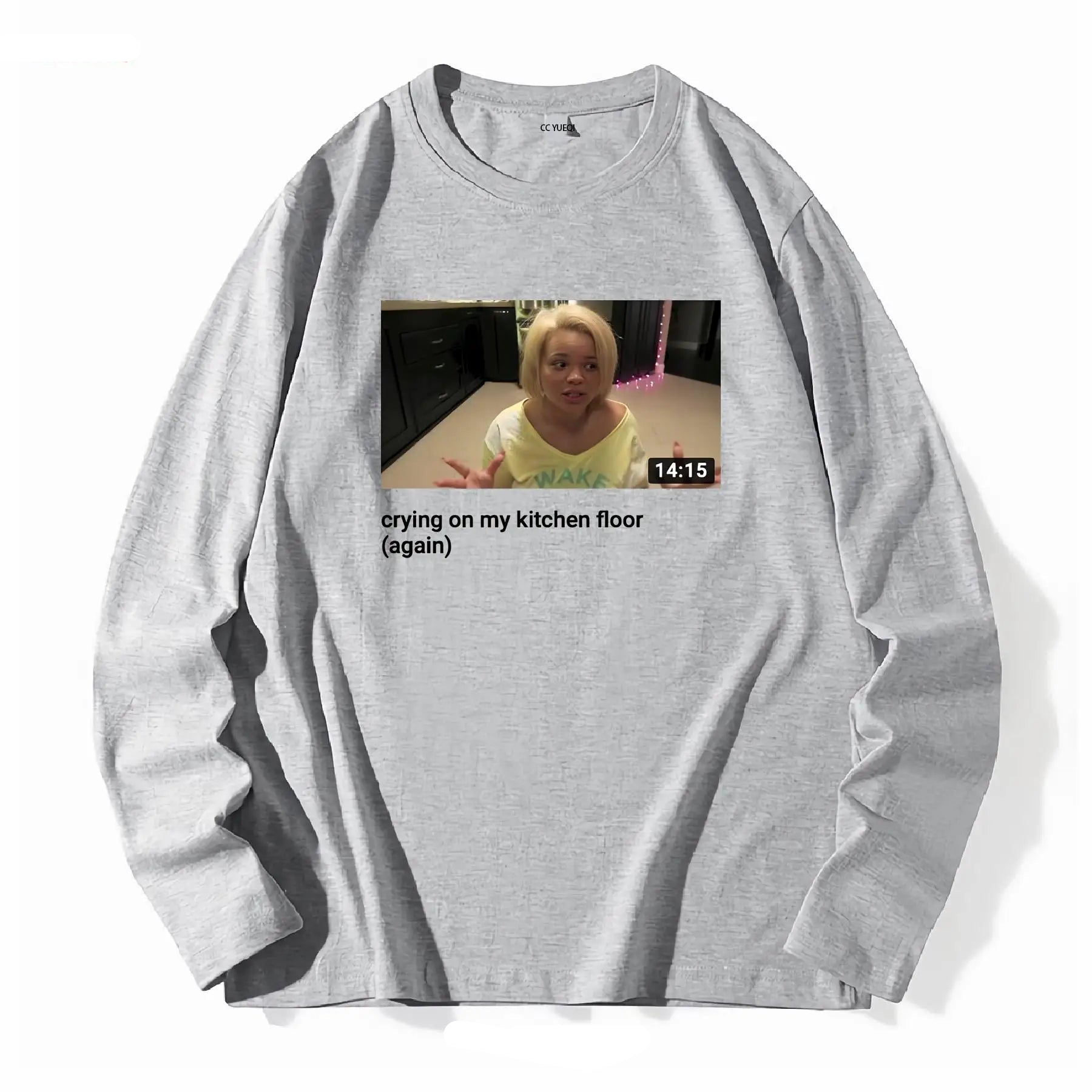 Trisha Paytas crying on kitchen floor Tee